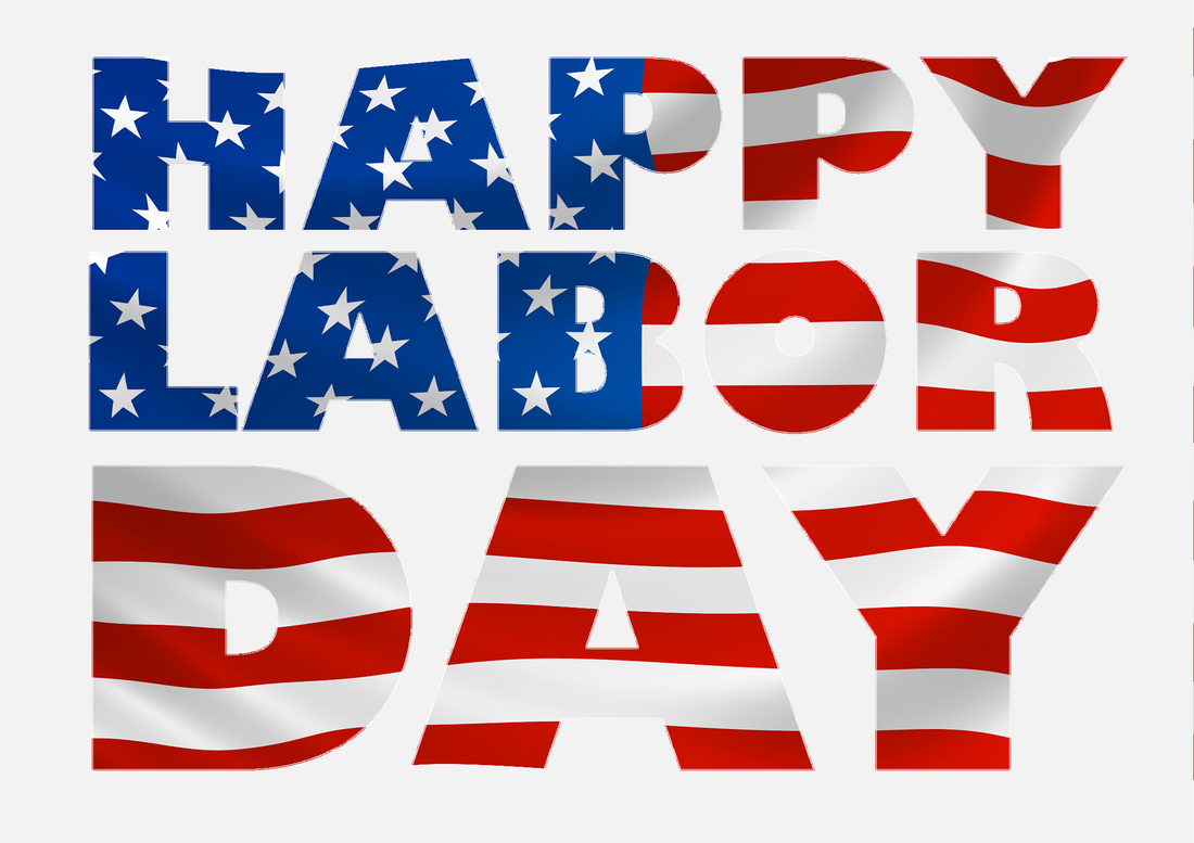Words Happy Labor Day in USA flag images