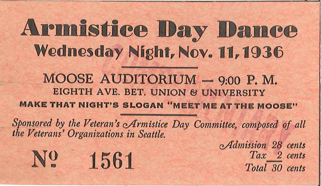 Ticket to Armistice Day Dance