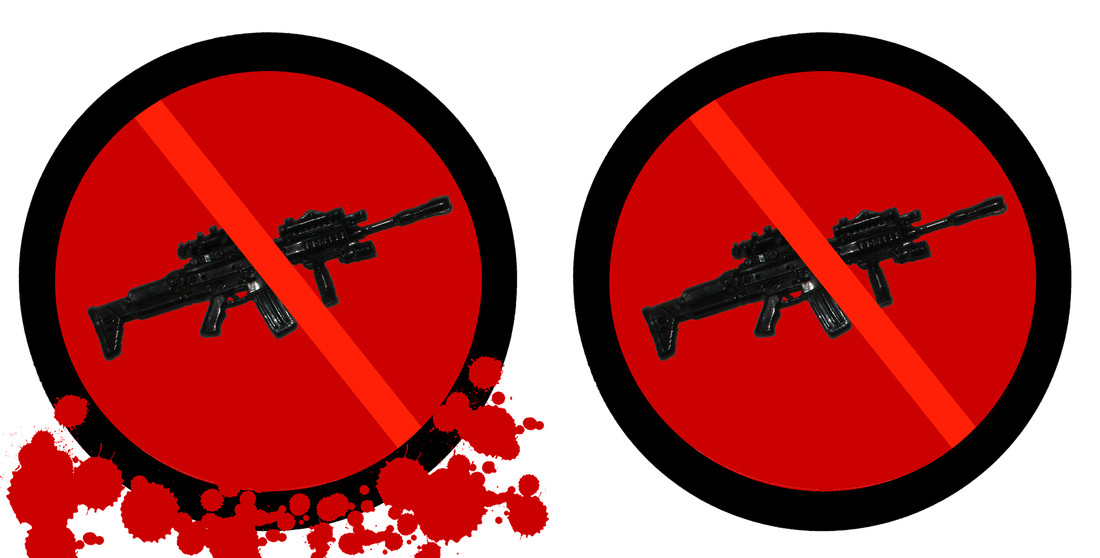 No signs with automatic weapons in red center
