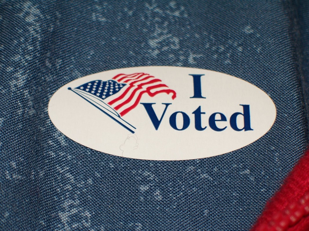 I Voted Sticker with American flag