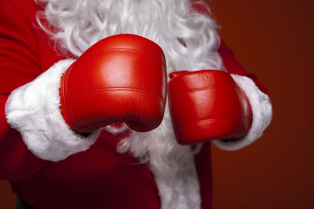 Santa in boxing gloves